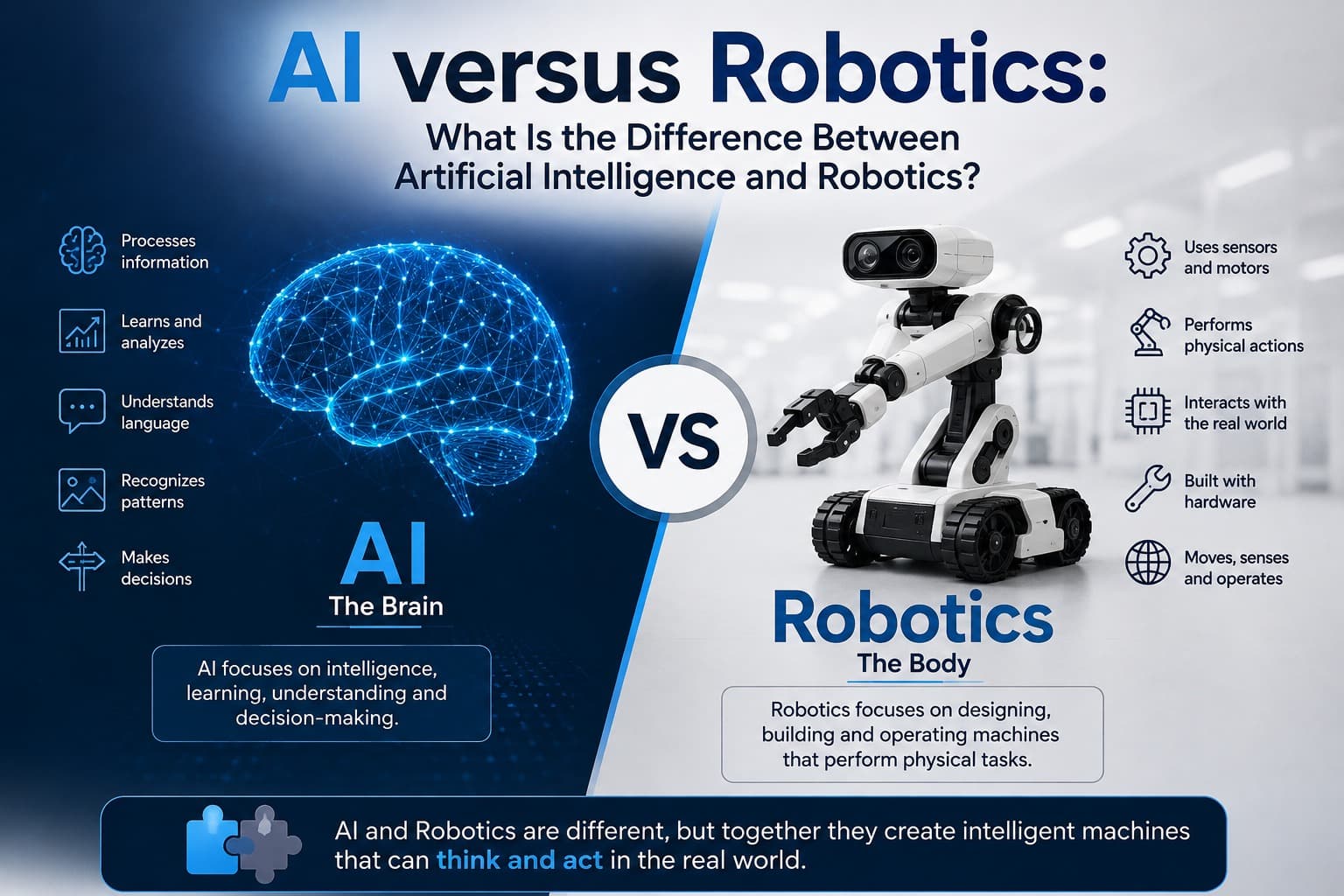 AI versus Robotics: What Is the Difference Between Artificial Intelligence and Robotics?