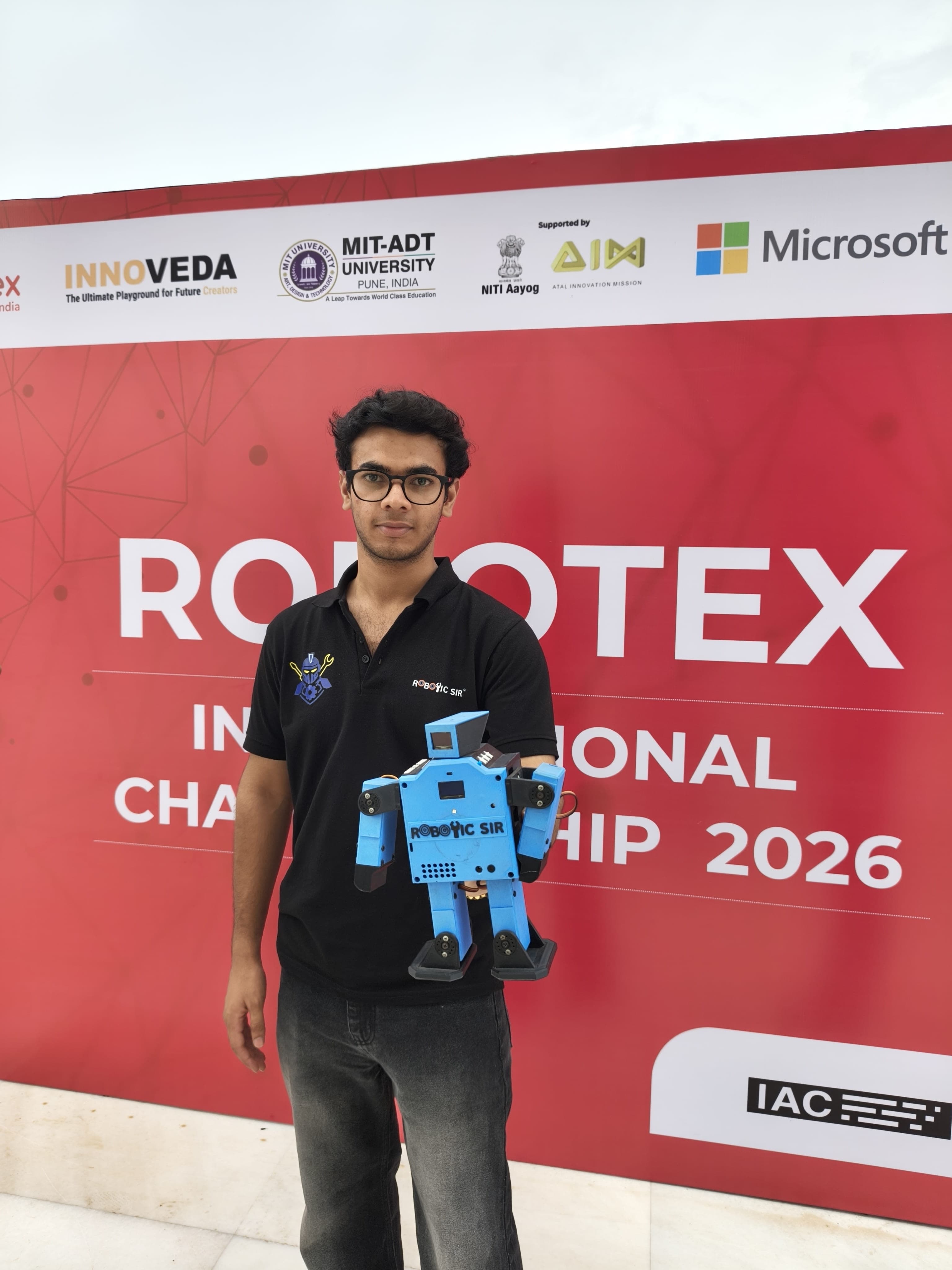 Robotic Sir AI India's delegation competing at the Robotex India National Robotics Championship 2026, World Peace Dome, Pune photo 3