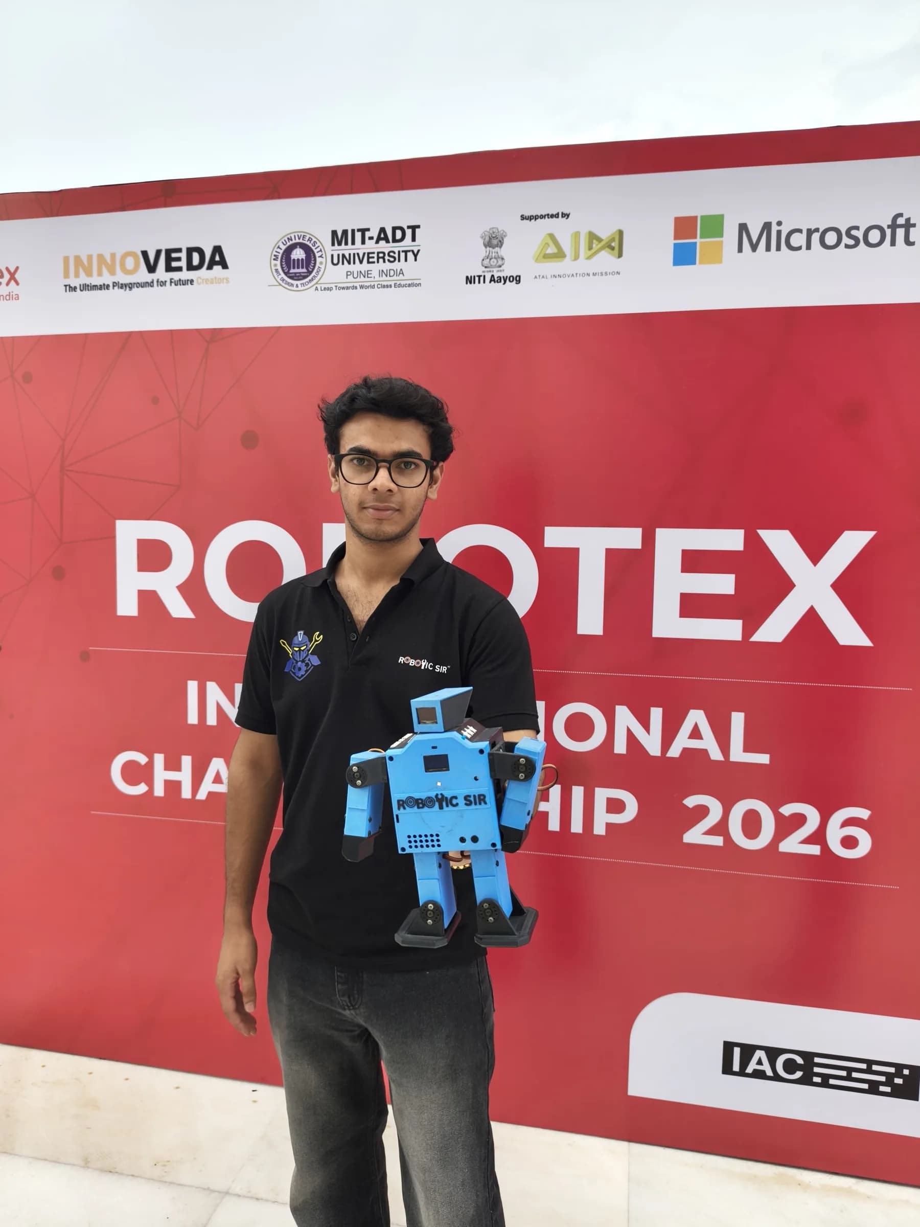 Robotic Sir AI India's delegation competing at the Robotex India National Robotics Championship 2026, World Peace Dome, Pune photo 3