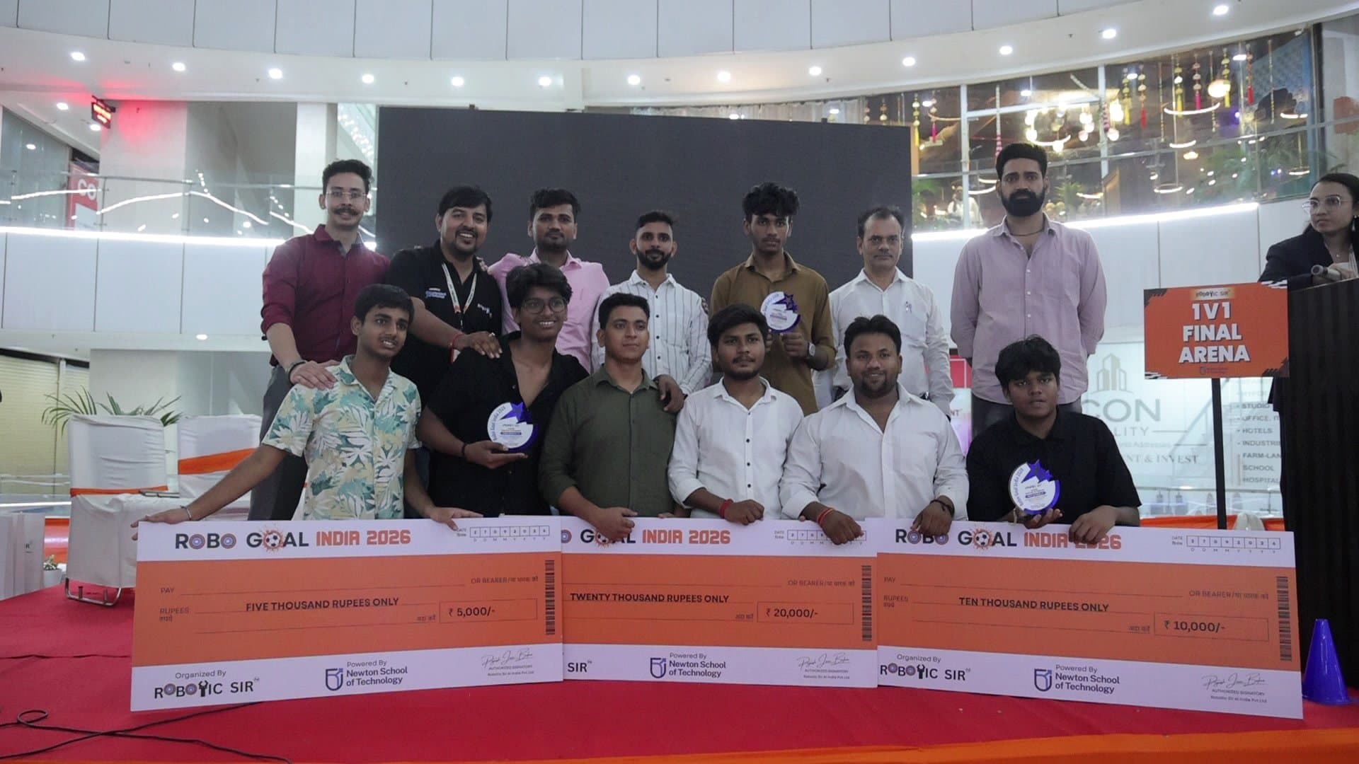 Students competing with self-built soccer robots at Robo Goal India 2026 in Noida photo 6