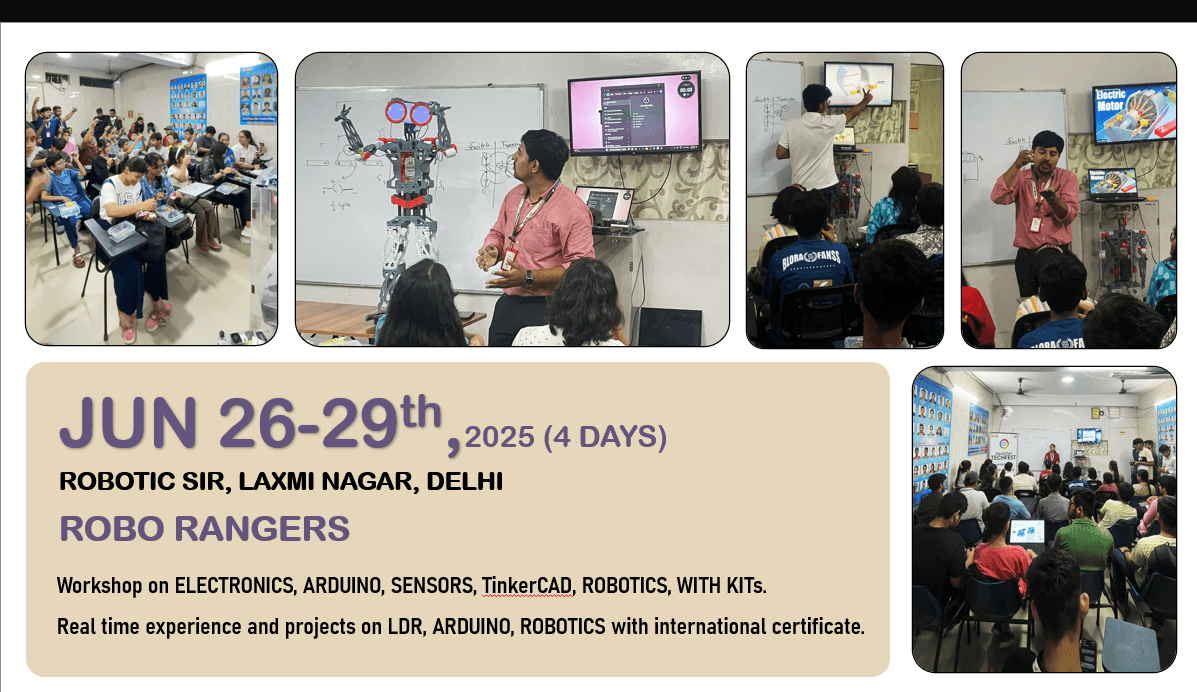 VIREX humanoid robot demonstration during the Robo Ranger workshop in Delhi