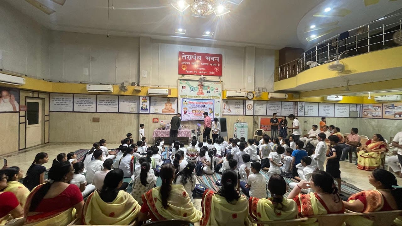 Children participating in the Robotics Summer Champ Workshop at Terapanth Bhawan, Krishna Nagar