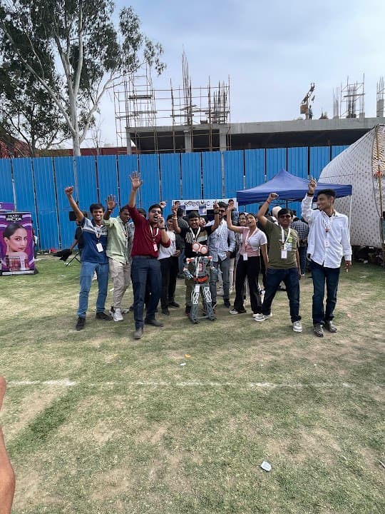 Students exploring robotics projects during the Robotic Sir exhibition at Hansraj College Delhi