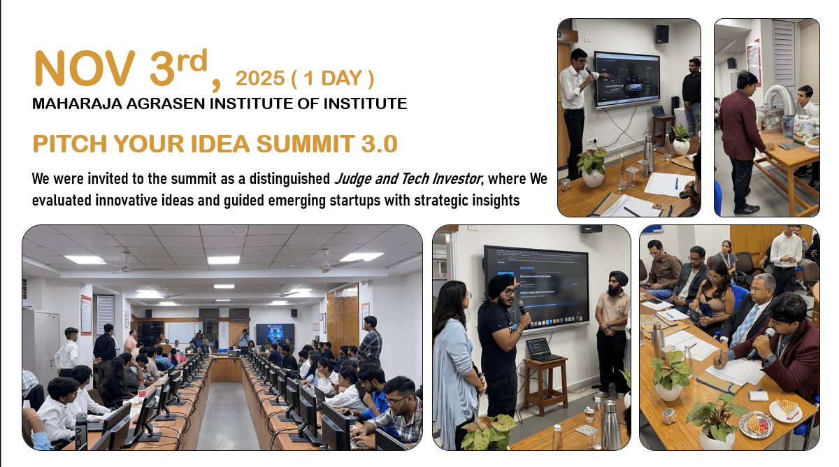 Piyush Jain Bafna judging student startup ideas at Pitch Your Idea Summit 3.0 at MAIT Delhi