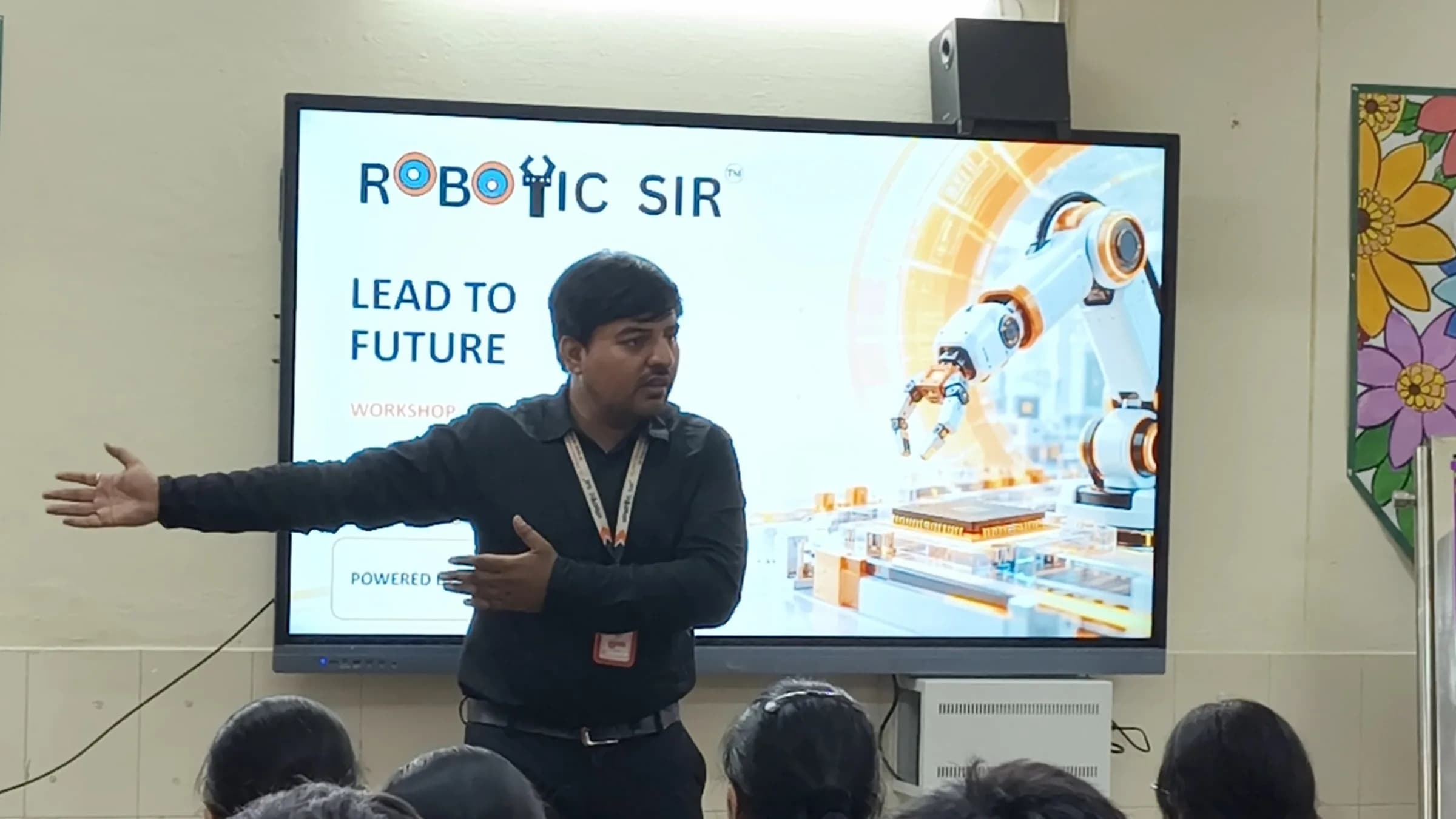 Students at A.G. D.A.V. Centenary Public School attending an AI robotics and core electronics workshop by Robotic Sir