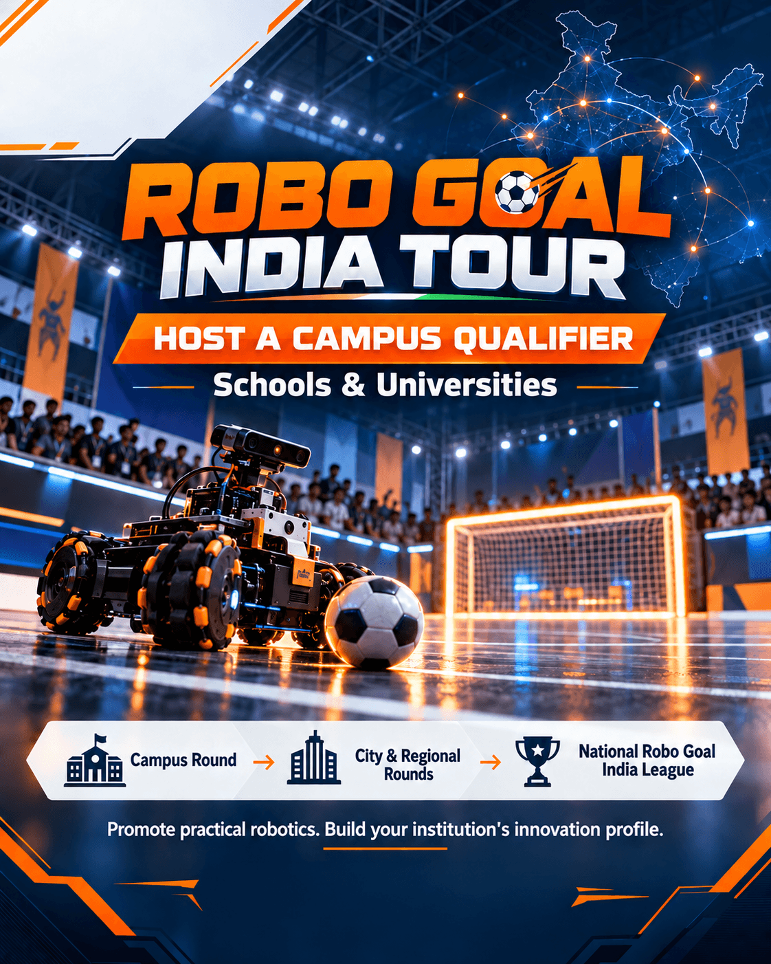 Robo Goal India Tour campus qualifier flyer